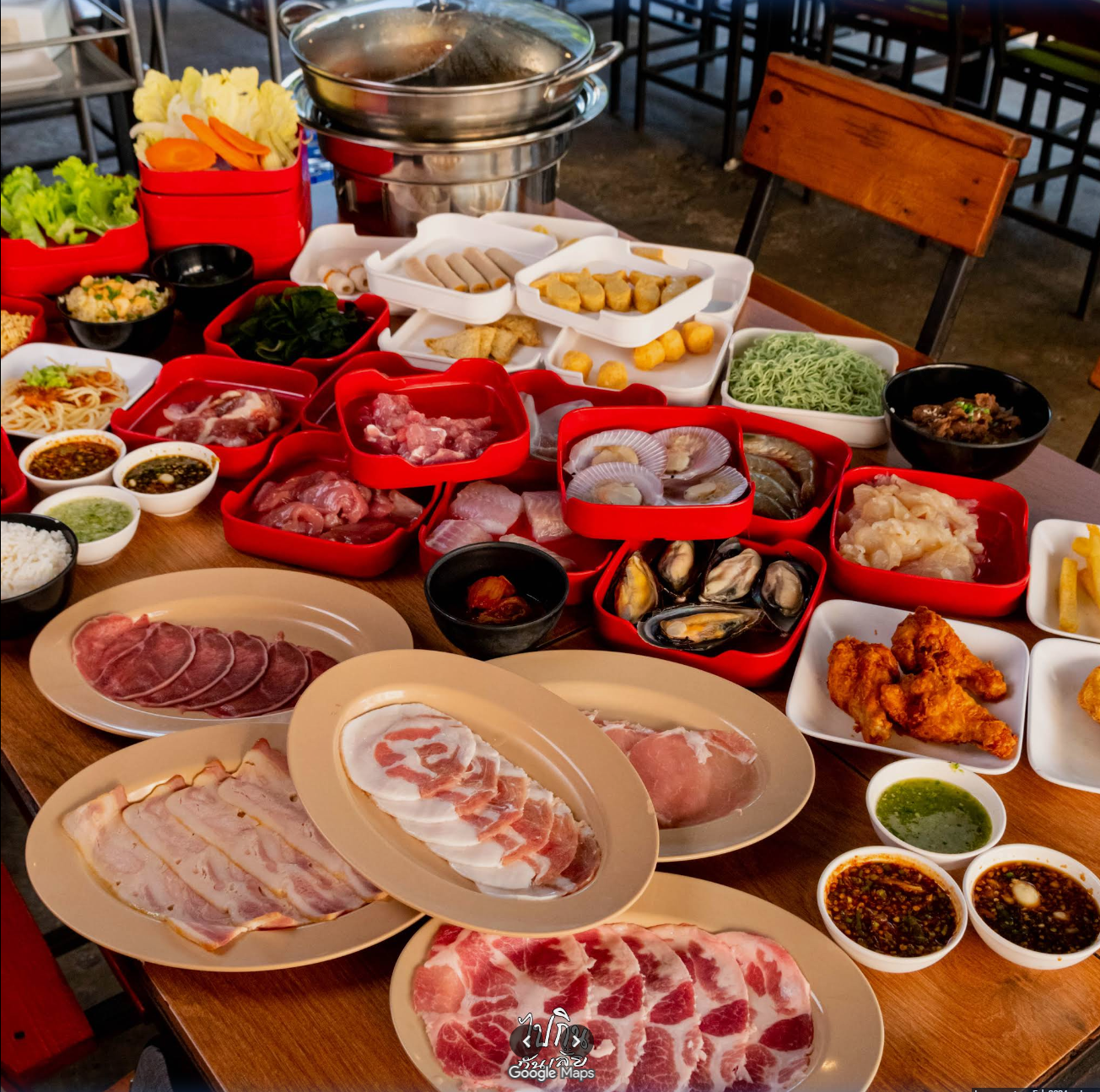 Mookata hot pan buffet spread