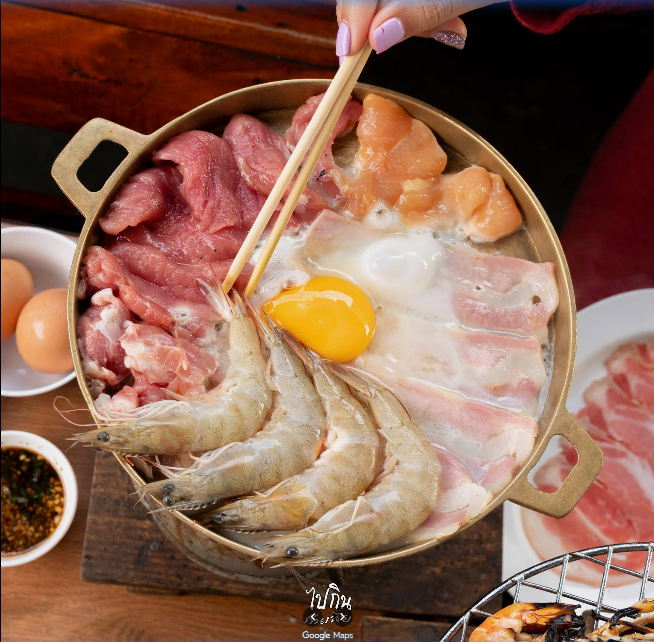 BestBeef hot pan grilled meats with shrimp and egg