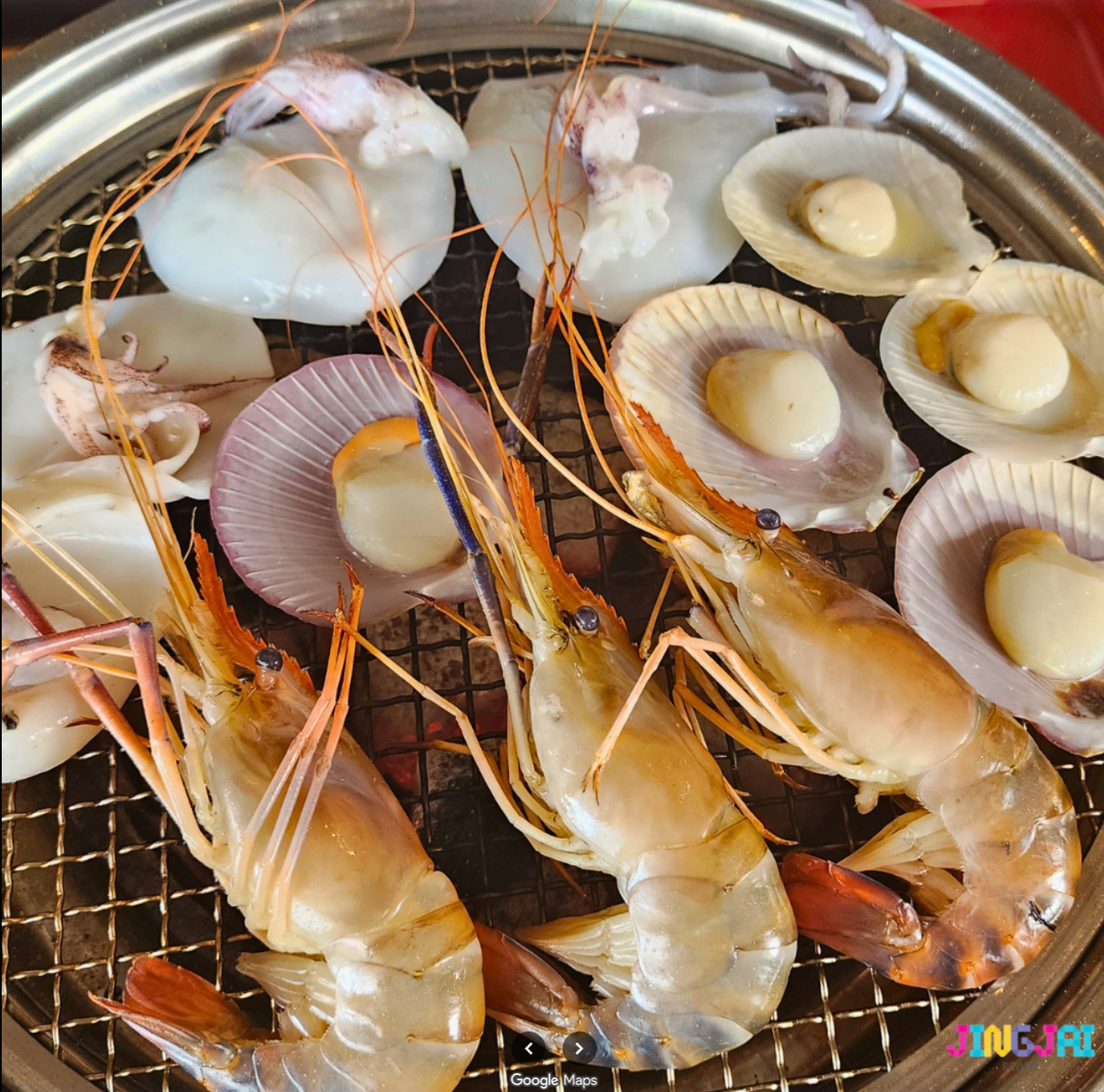 Grilled seafood scallops and prawns